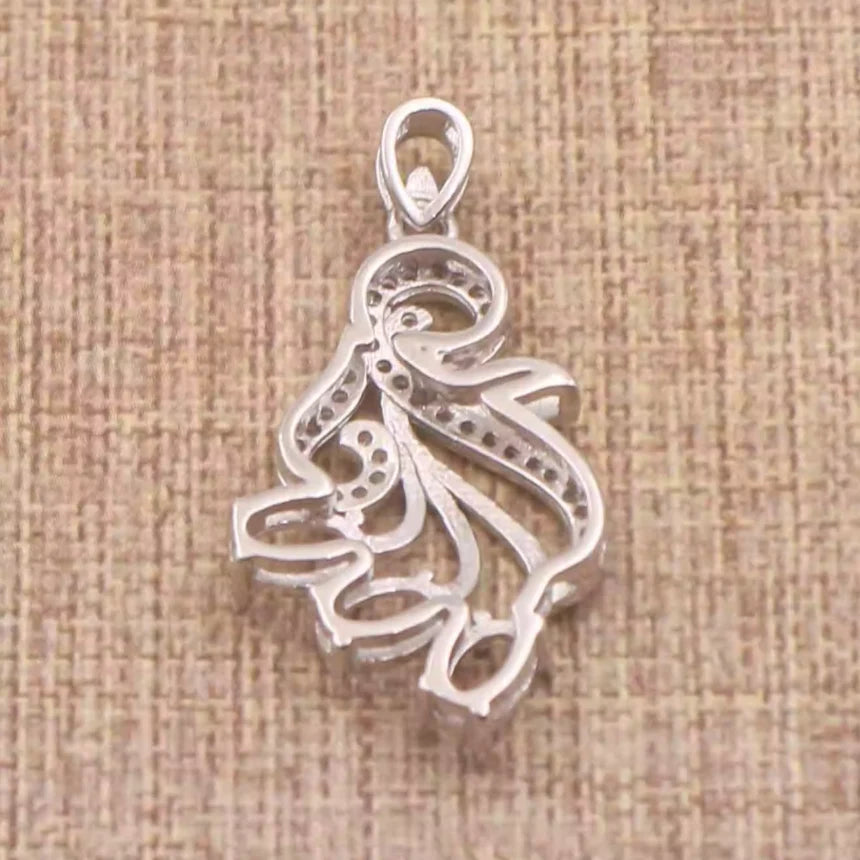 Miners Bench® Opal Friendly Prong / Claw Setting Sterling Silver 925 Pendant Setting for 3x Oval 6mmx4mm main stones part set with Cubic Zirconia SETP295-4-6