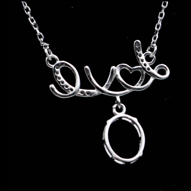 Miners Bench® Opal Friendly Prong / Claw Setting Sterling Silver 925 Necklace Setting for 1x stone 10mm x 8mm Oval part set with Cubic Zirconia SETN10-10x8